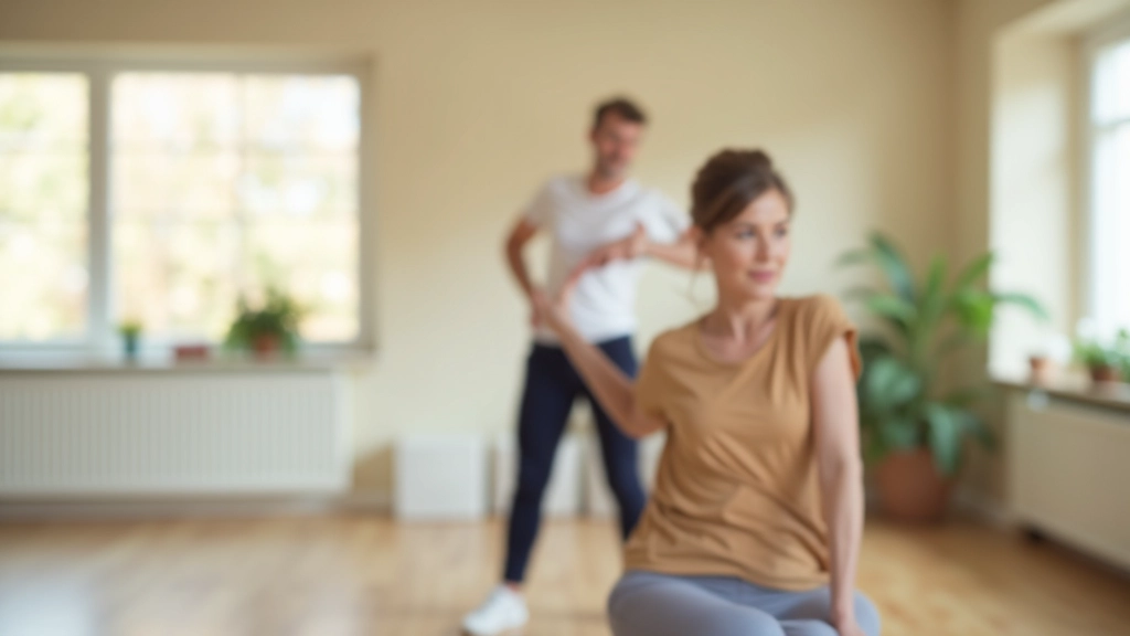 Smiling older adult stretching in a fitness studio